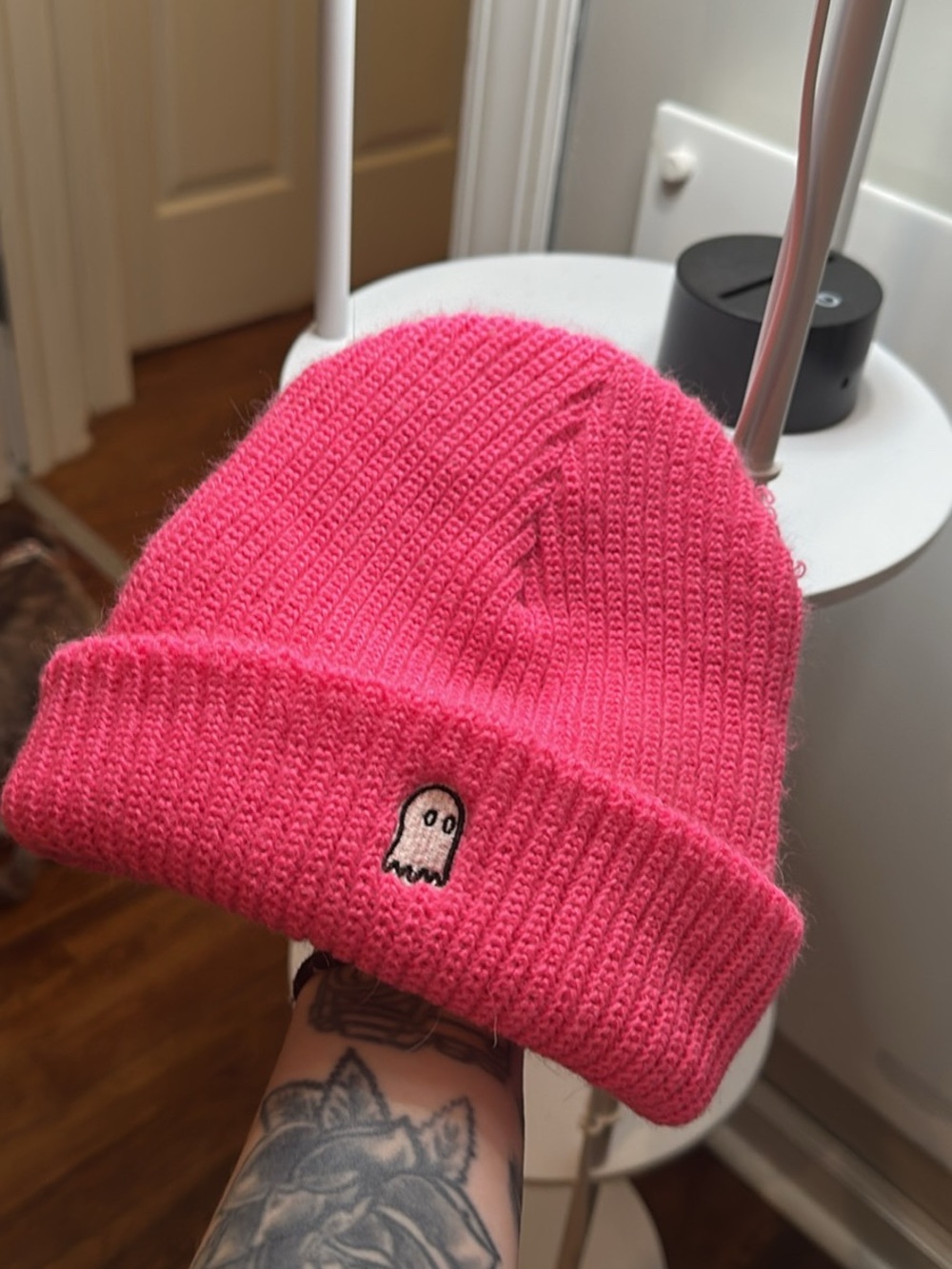 Lonely ghost Kids hit Pink Knit Beanie